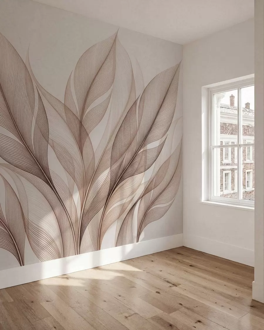 fotószőnyeg Elegáns növényi kompozíció nagy, stilizált levelekkel w09944