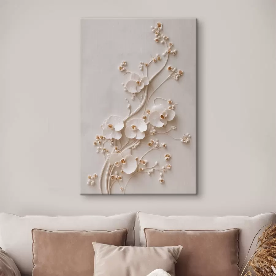 fotótapéta Finom fehér orchideák elegáns ágakon s49959