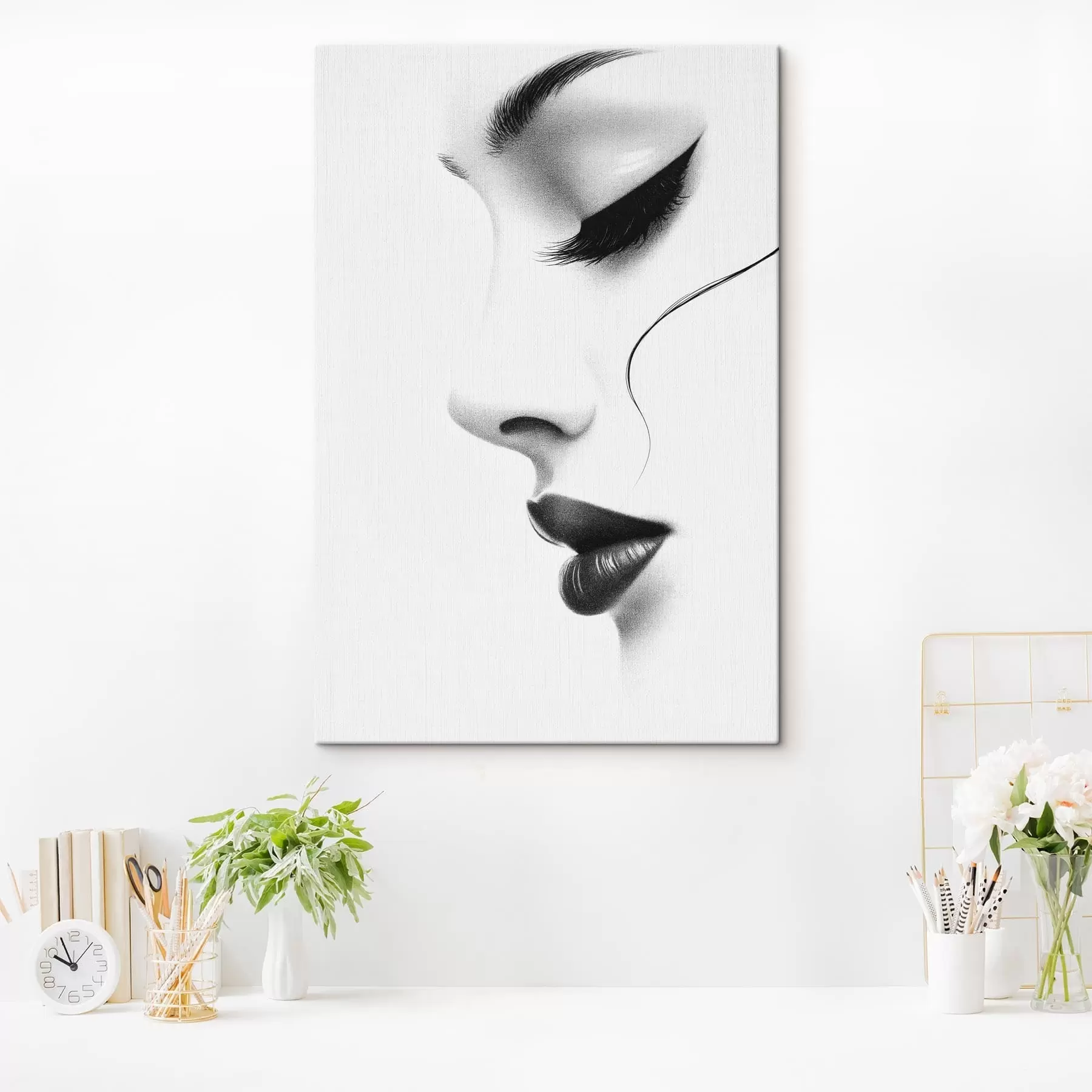 fotótapéta Minimalista női portré fekete-fehérben s49982