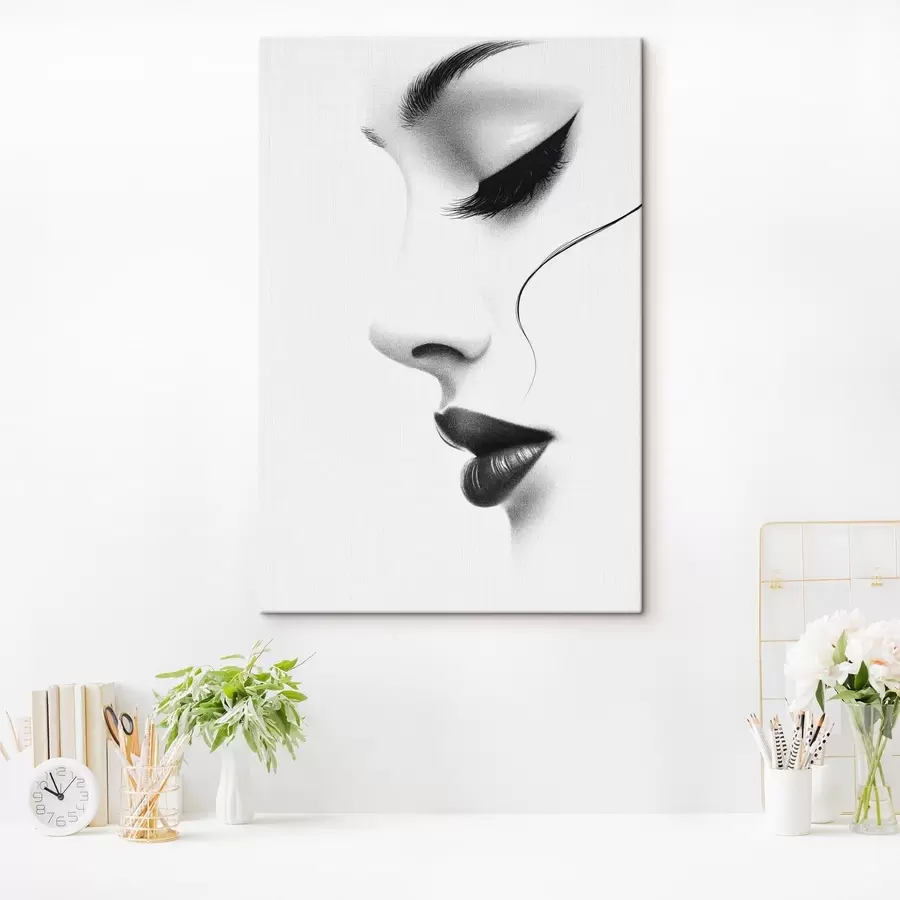 fotótapéta Minimalista női portré fekete-fehérben s49982