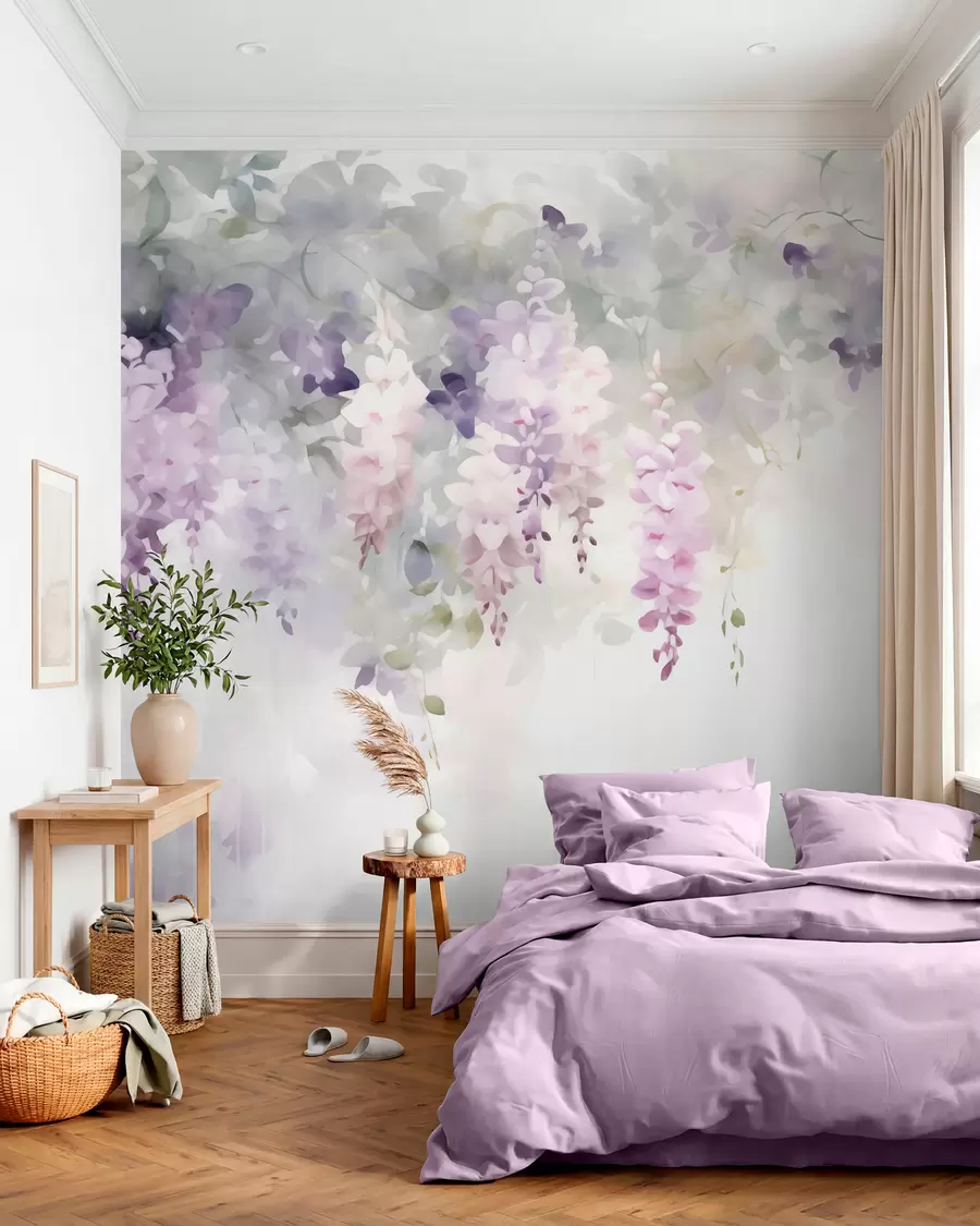 fotószőnyeg Lelógó wisteria-virágok w05795