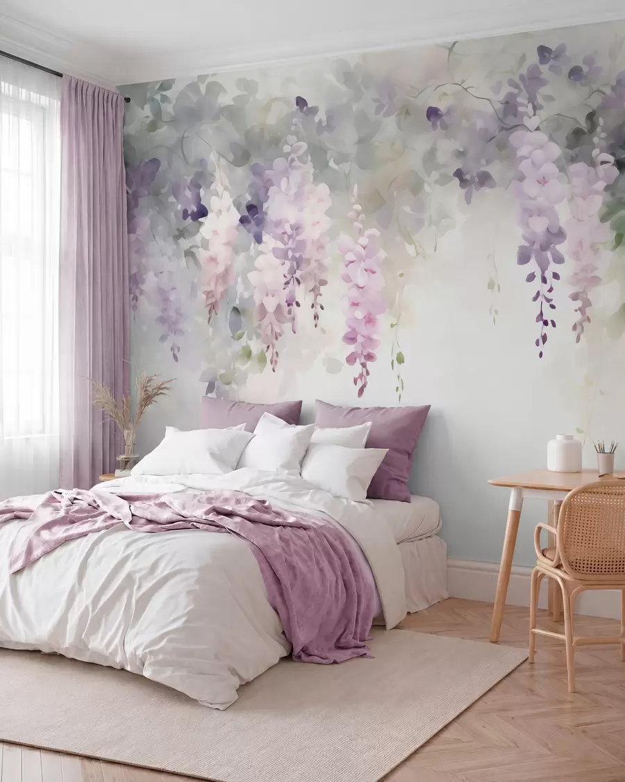 fotószőnyeg Lelógó wisteria-virágok w05795