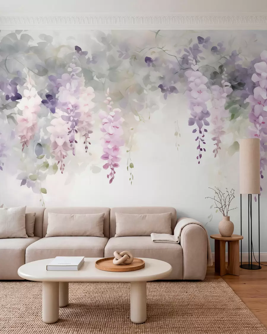 fotószőnyeg Lelógó wisteria-virágok w05795