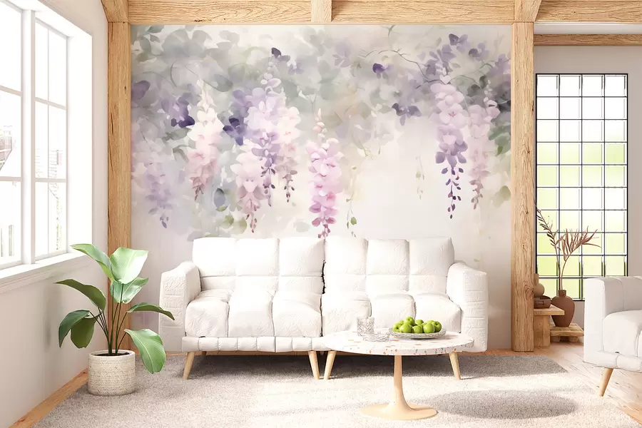 fotószőnyeg Lelógó wisteria-virágok w05795