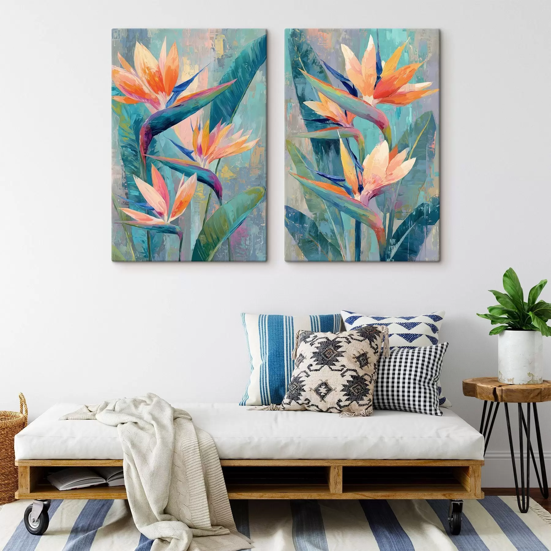 fotótapéta Egy élénk színű strelitzia festői stílusban m30814