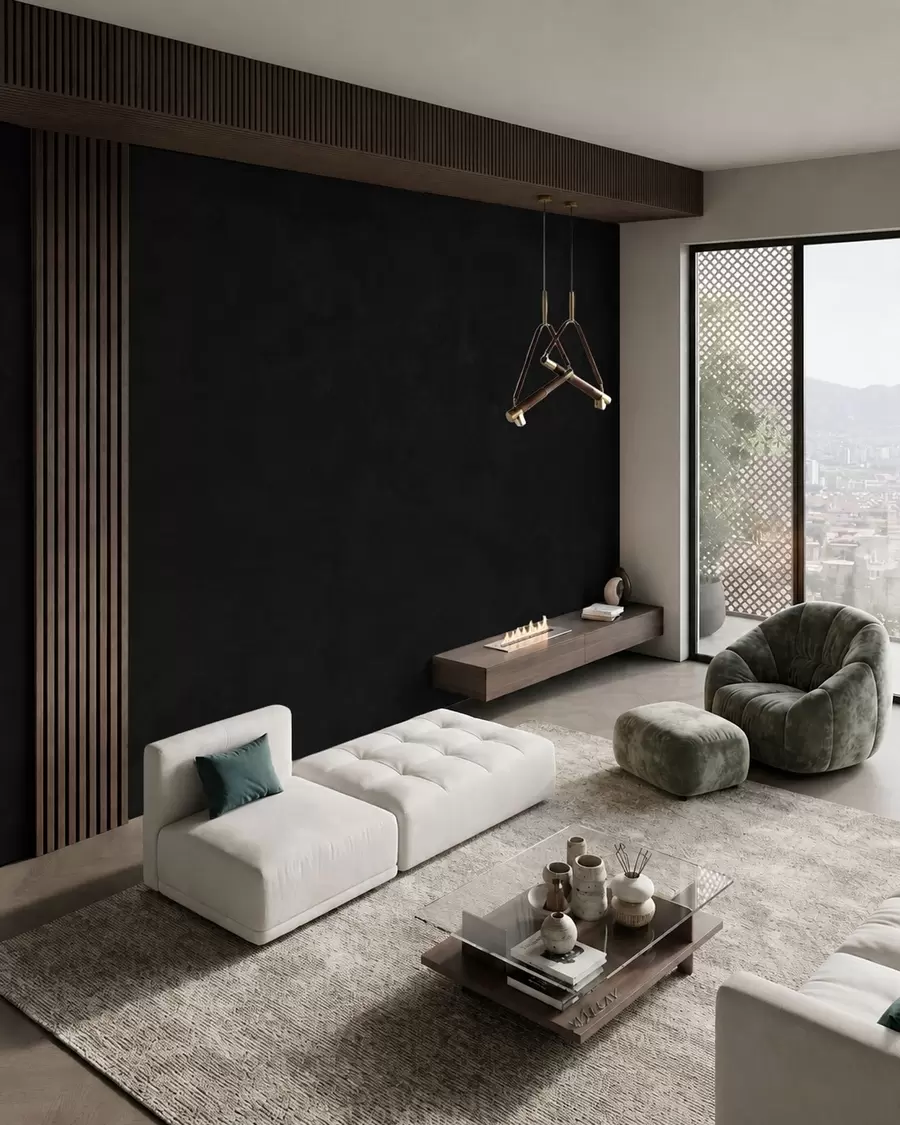 fotószőnyeg Mély szénfekete árnyalat, puha textúrával és finom, füstös átmenetekkel w05814v4