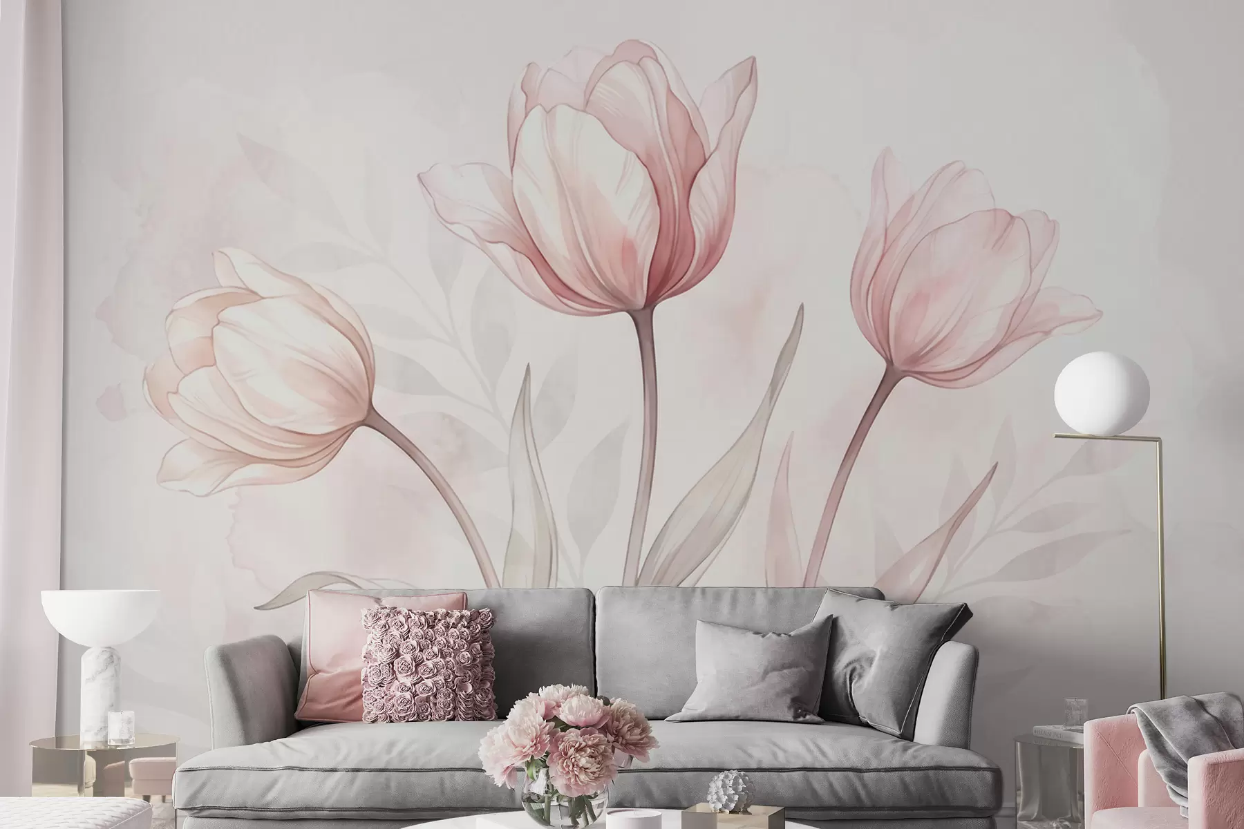 fotószőnyeg Finom tulipánok akvarell stílusban w10005