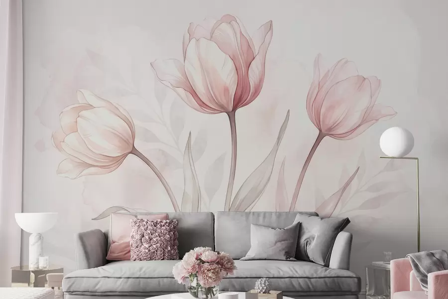 fotószőnyeg Finom tulipánok akvarell stílusban w10005
