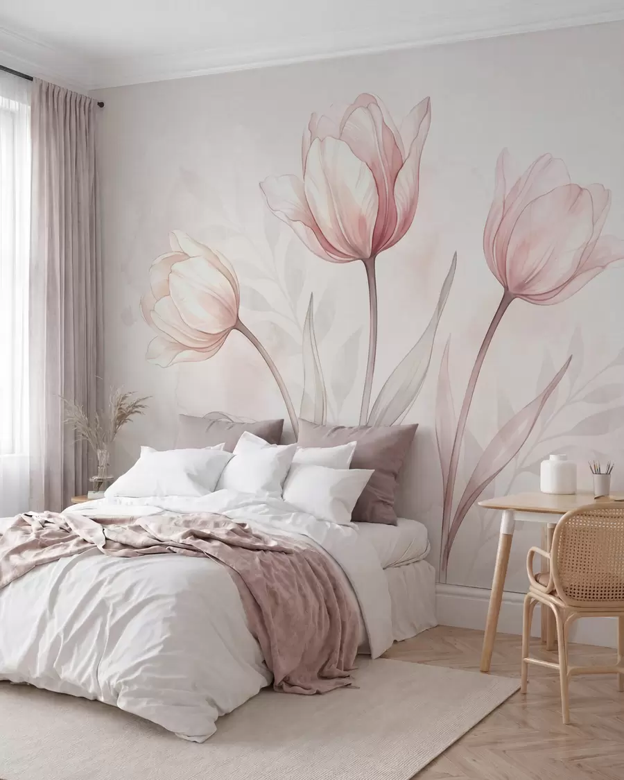 fotószőnyeg Púderrózsaszín tulipánok w10005