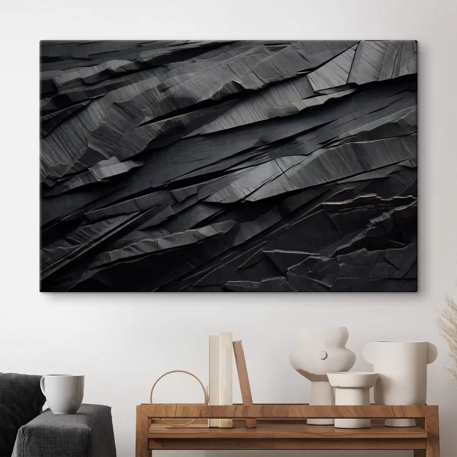 fotótapéta Sötét, réteges kőzetformák finom erezettel s50583