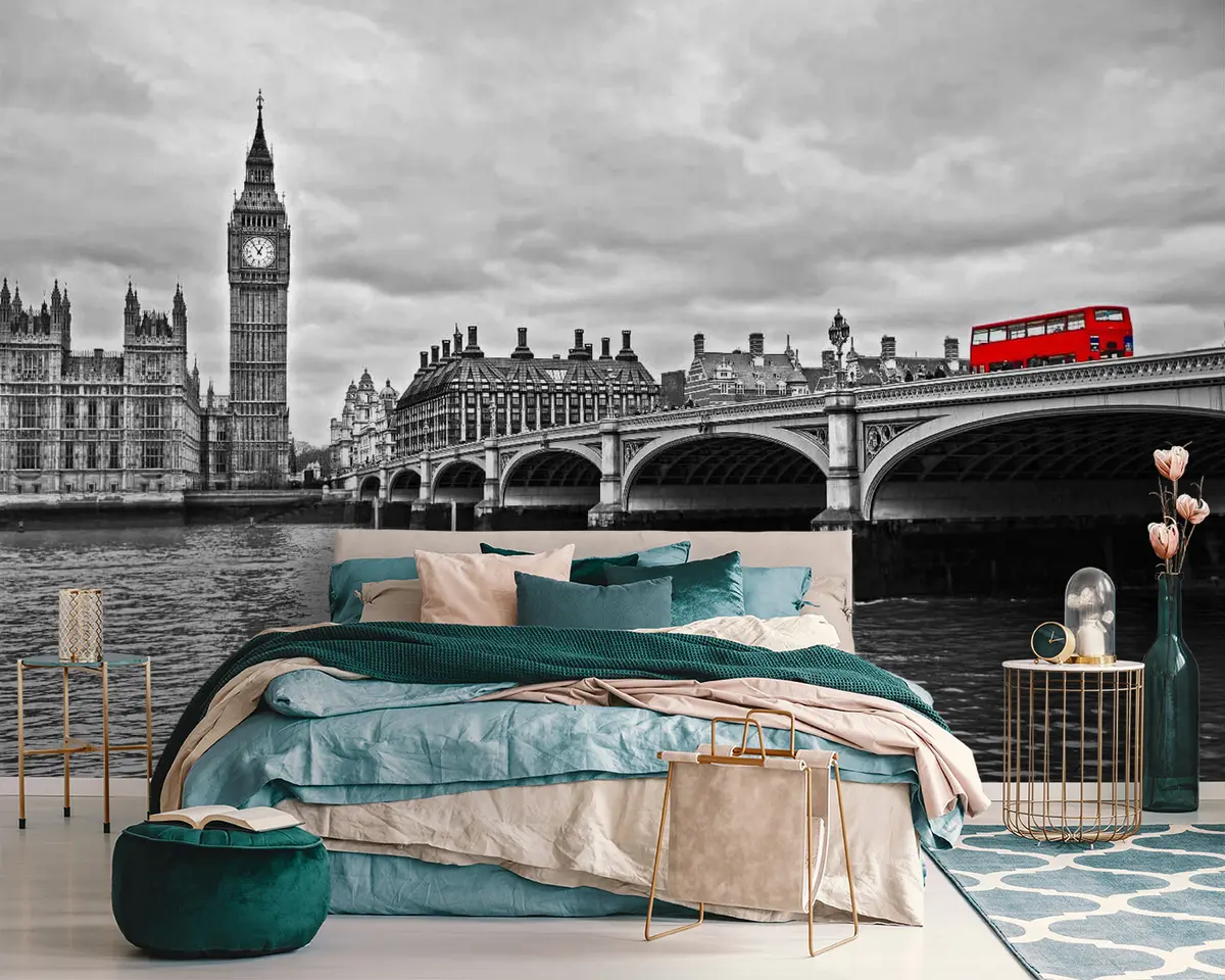 fotószőnyeg London, szürke és piros u53383