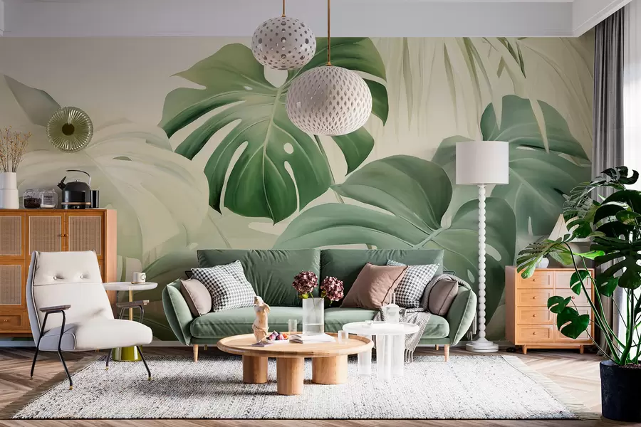 fotószőnyeg Monstera, pálmalevelek w05909