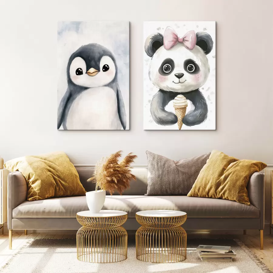 fotótapéta Pingvin és panda fagylalttal m31014