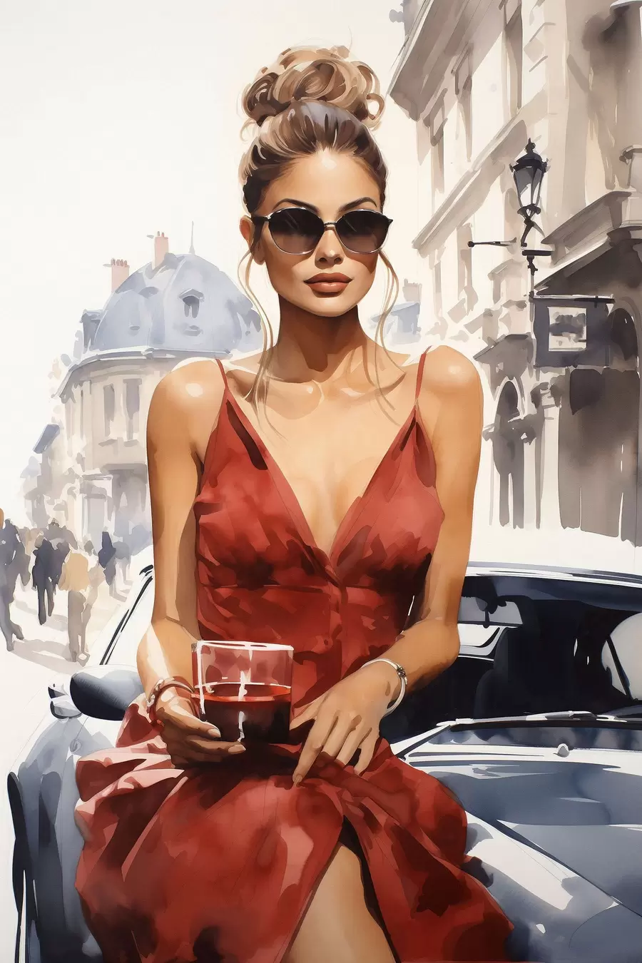 fotószőnyeg „Woman in Red” – előadja: Convertible f50745