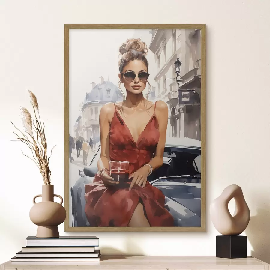fotószőnyeg „Woman in Red” – előadja: Convertible f50745