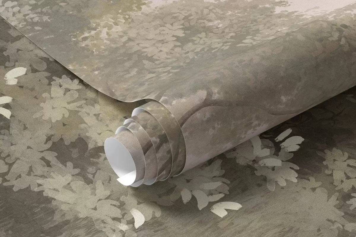 fotószőnyeg Ködös erdő, ahol egy ösvény kanyarog a fák és a bokrok között w05889v2