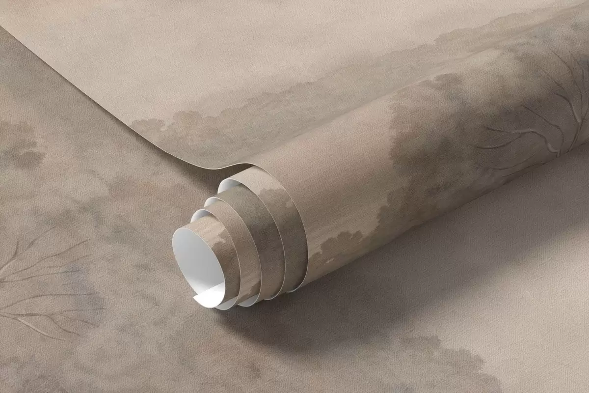 fotószőnyeg Tó erdős hegyek között, meleg pasztell színekben w05928v1