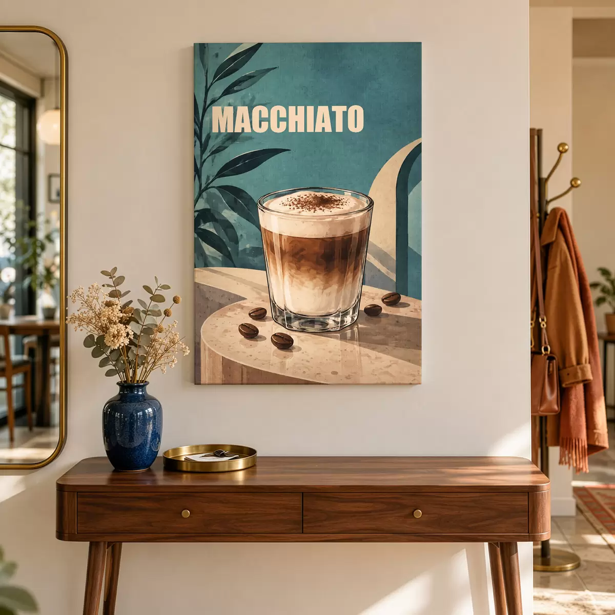 fotótapéta Finom macchiato egy napsütéses napon s50875