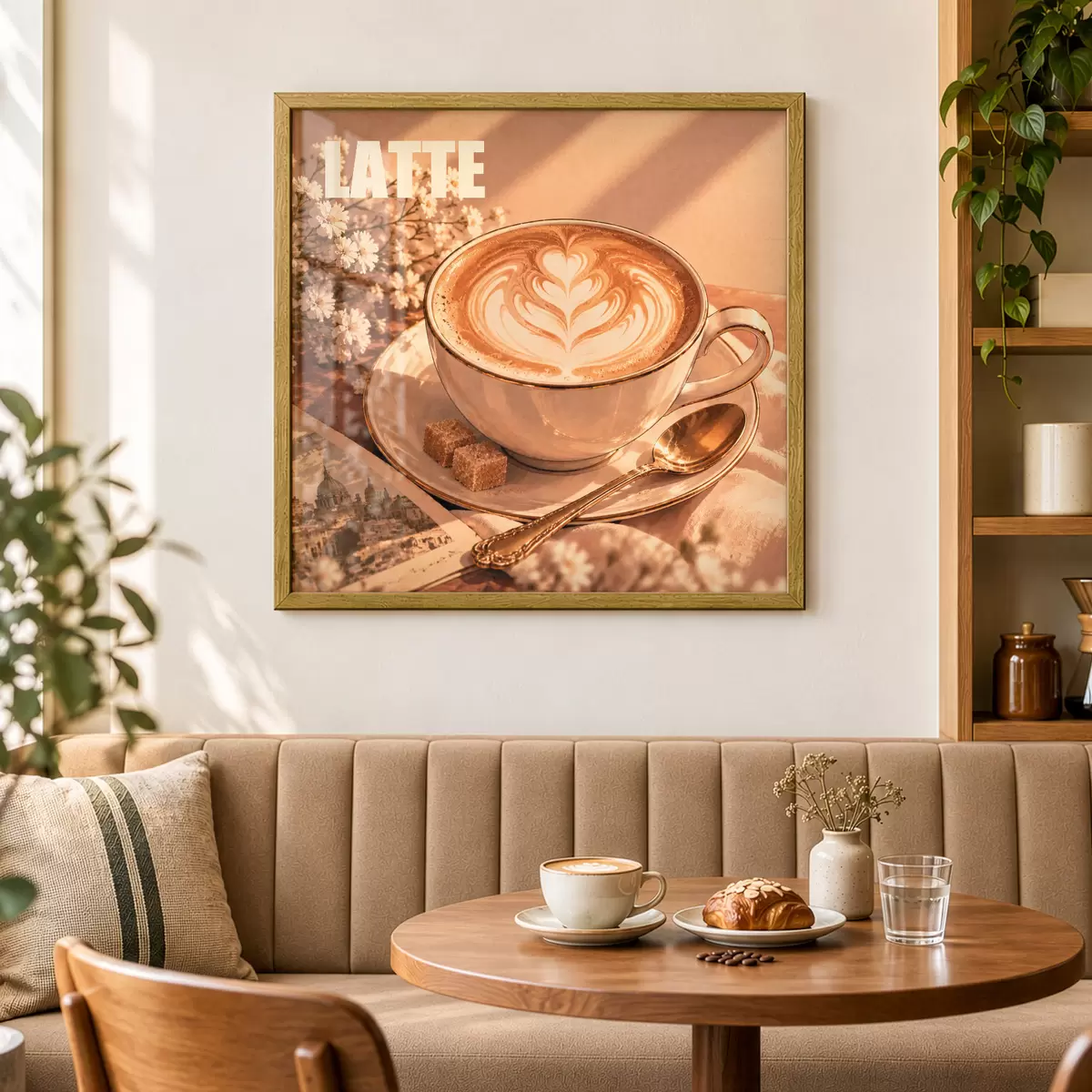 Plakát a sziklán Művészien elkészített latte a napsütésben f50873