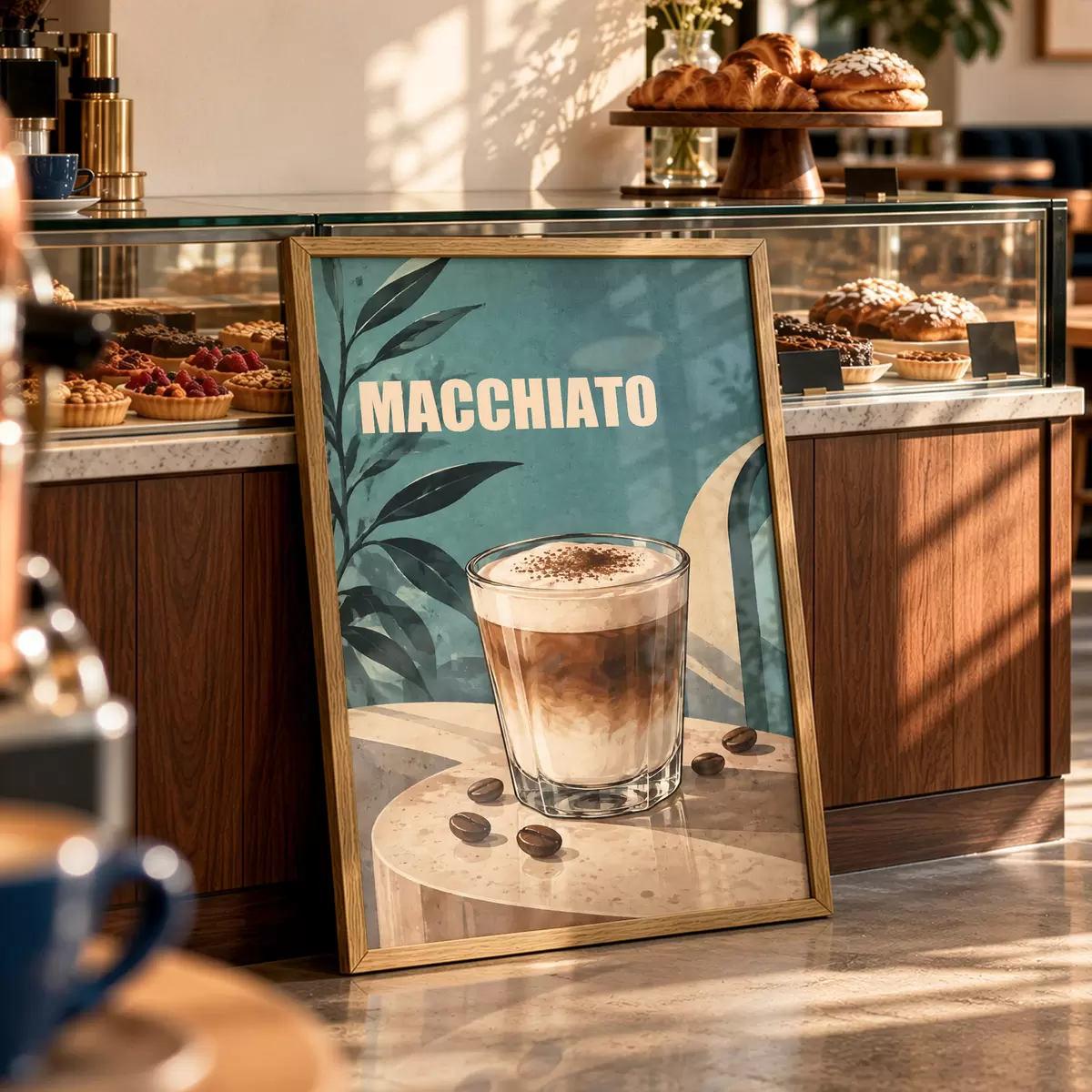 Plakát a sziklán Finom macchiato pohárban f50875