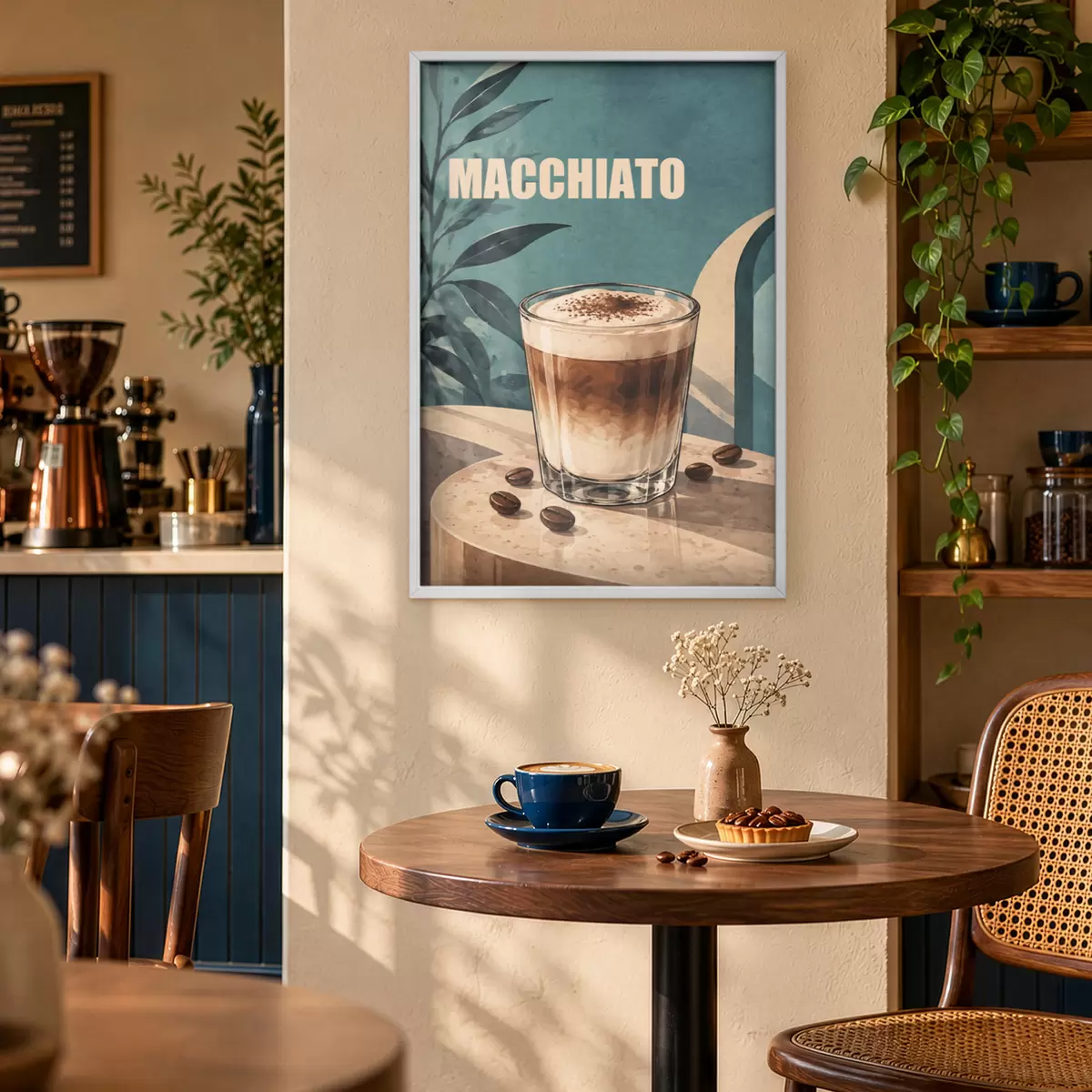 Plakát a sziklán Finom macchiato pohárban f50875