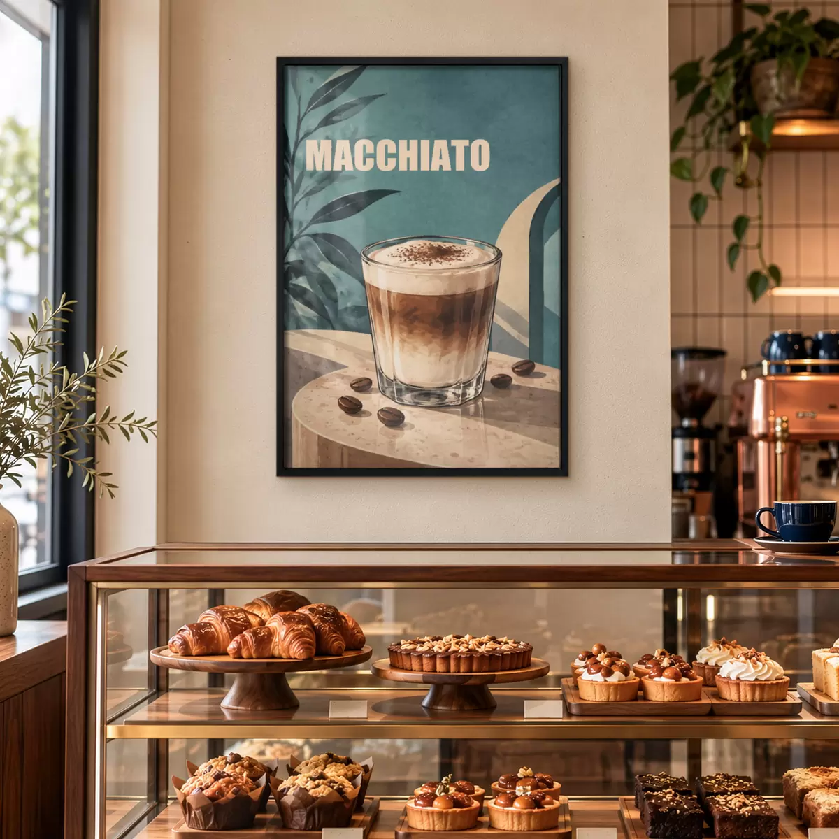 Plakát a sziklán Finom macchiato pohárban f50875