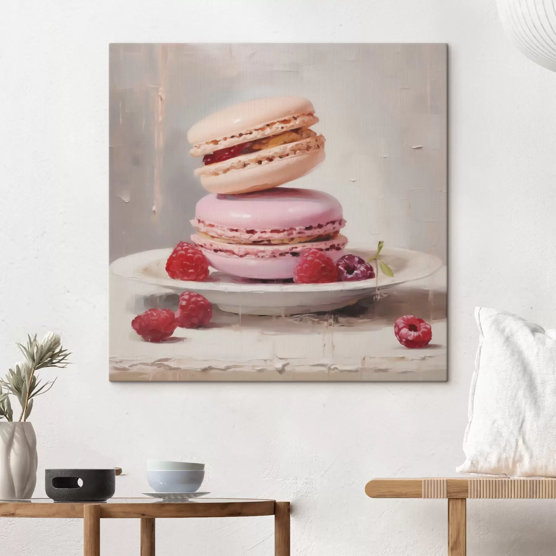 fotótapéta Macaronok egy tányéron, festmény stílusában s51143