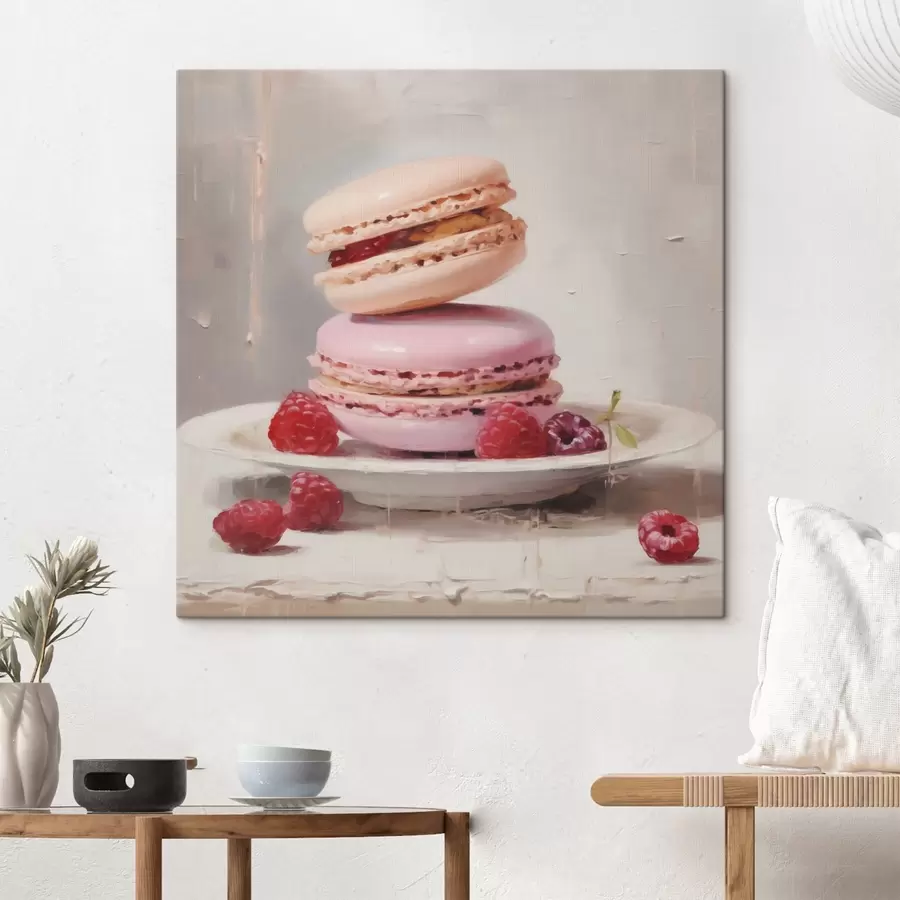fotótapéta Macaronok egy tányéron, festmény stílusában s51143