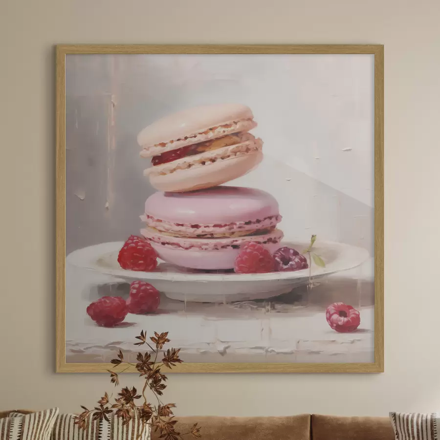 fotószőnyeg Macaronok egy tányéron, festmény stílusában f51143