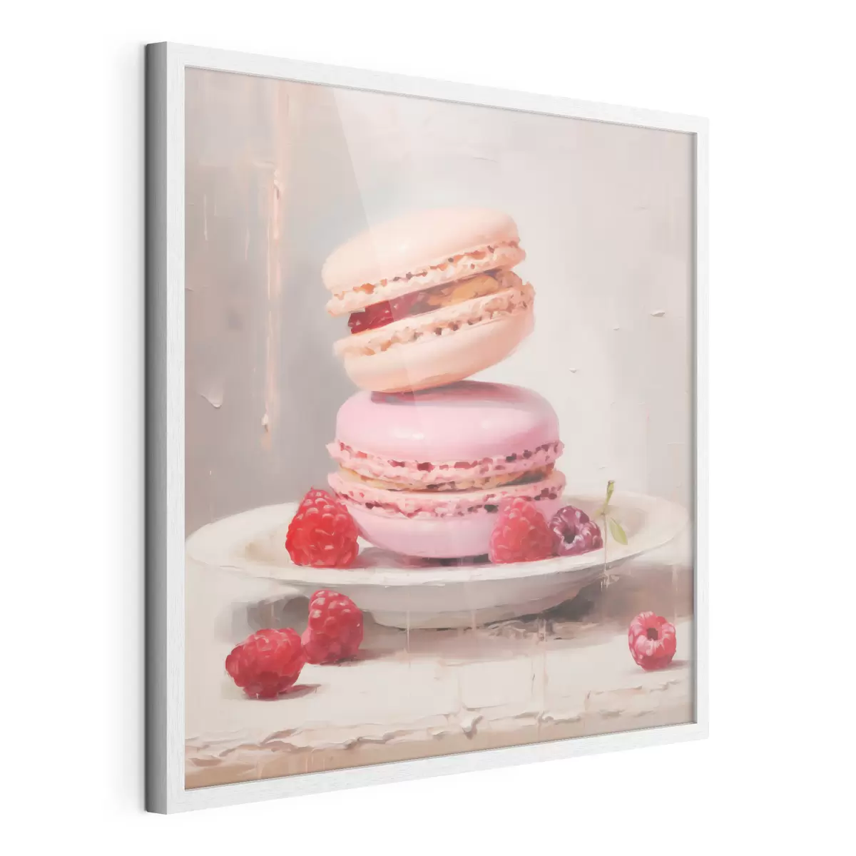 Plakát a sziklán Macaronok egy tányéron, festmény stílusában f51143