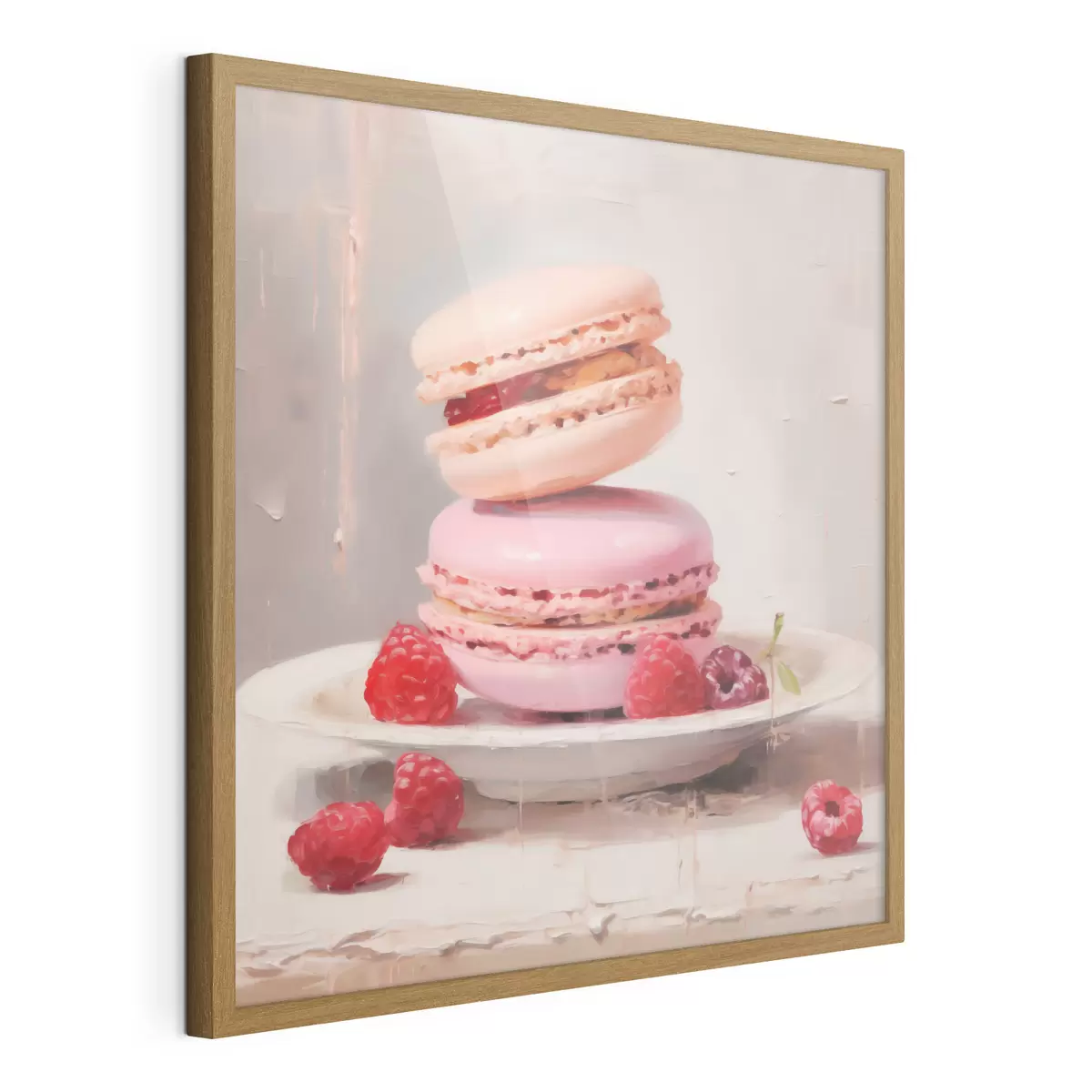 Plakát a sziklán Macaronok egy tányéron, festmény stílusában f51143