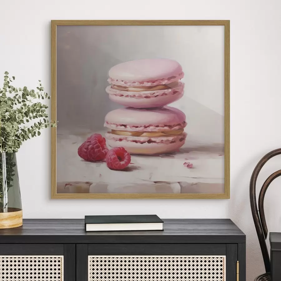fotószőnyeg Macaronok és málna, festmény utánzata f51144