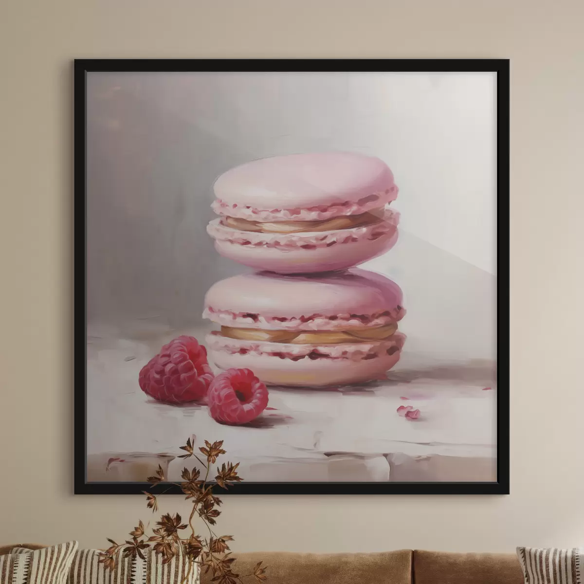 Plakát a sziklán Macaronok és málna, festmény utánzata f51144