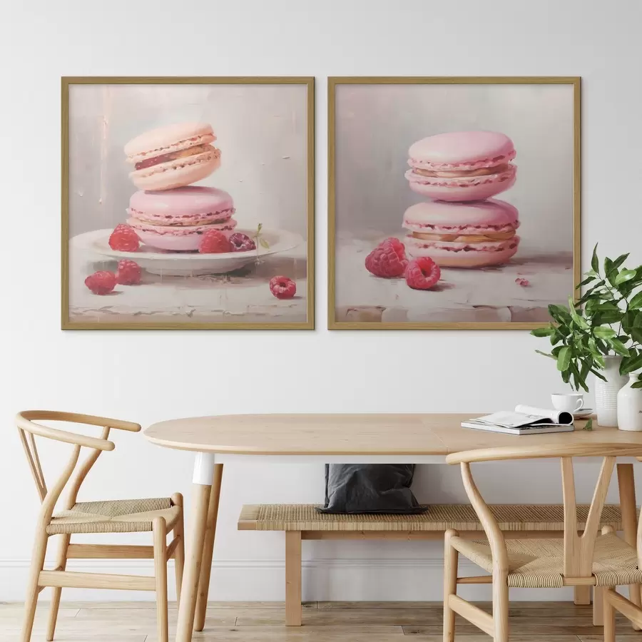 fotószőnyeg Macaronok és málna, festmény utánzata d31103