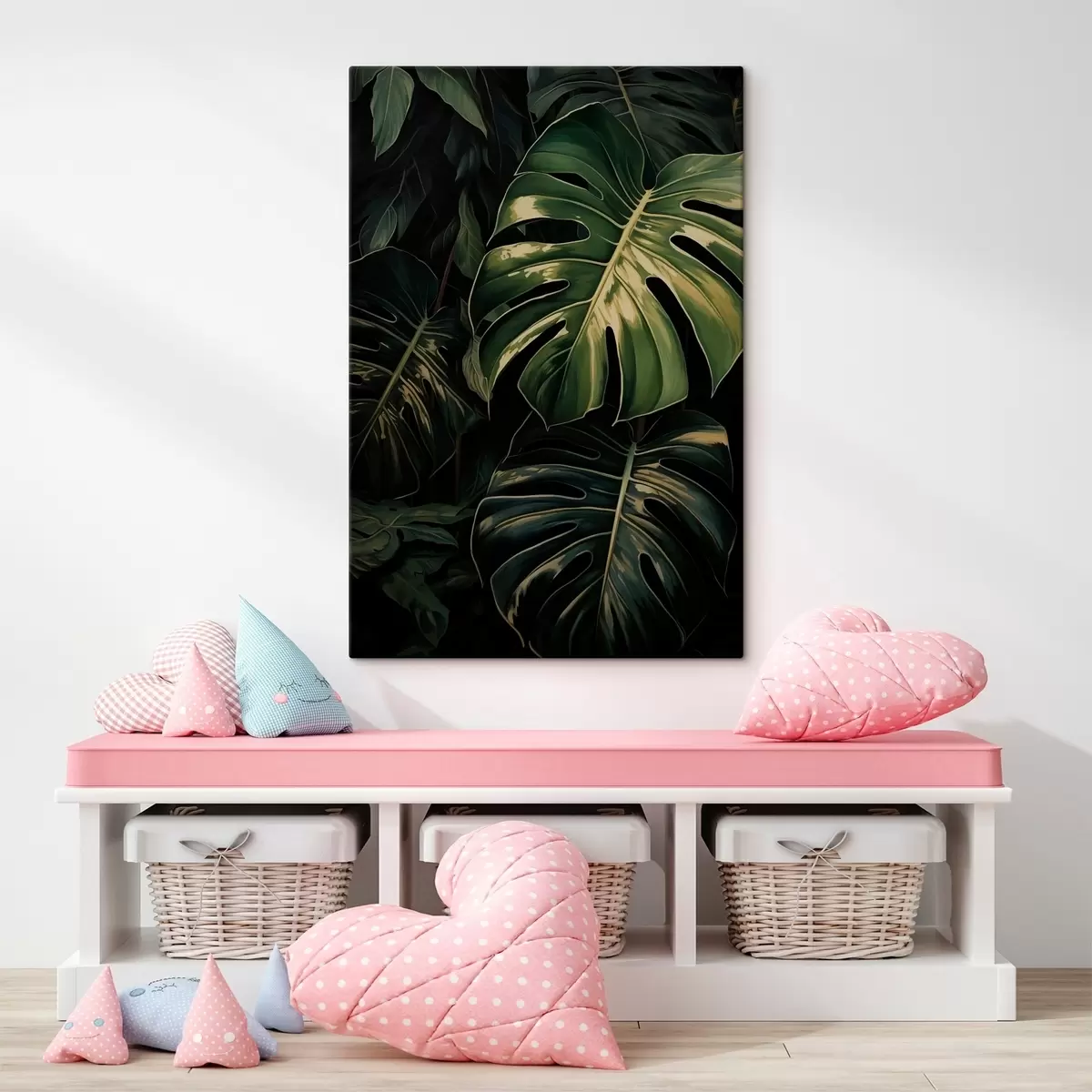 fotótapéta Fényes monstera-levelek a sötét trópusokon s51091