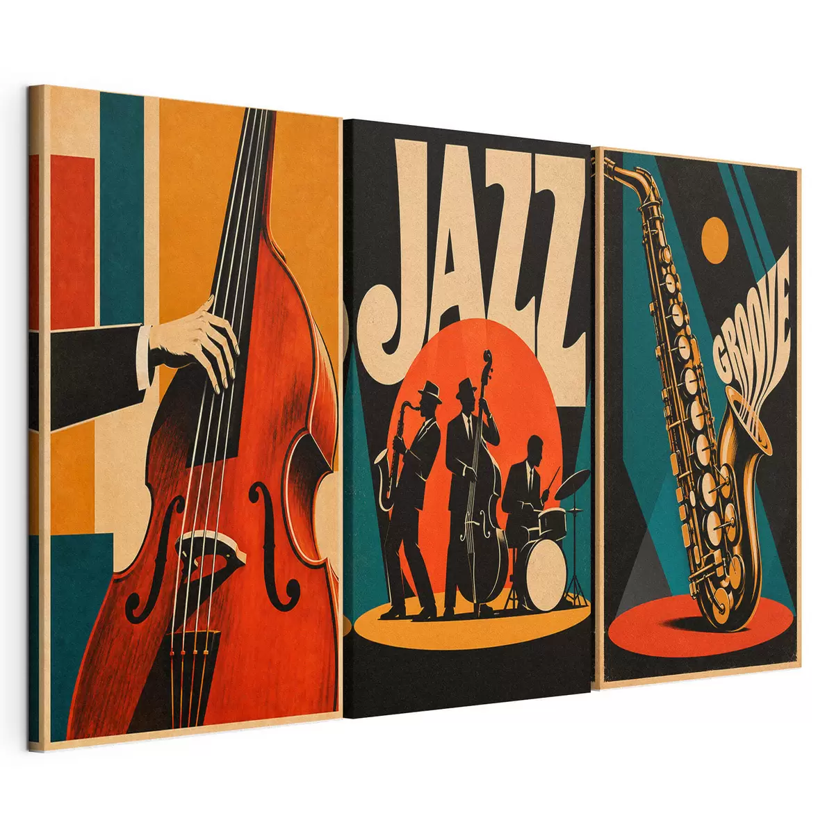 fotótapéta Élénk színekben fellépő jazz-zenészek m31114