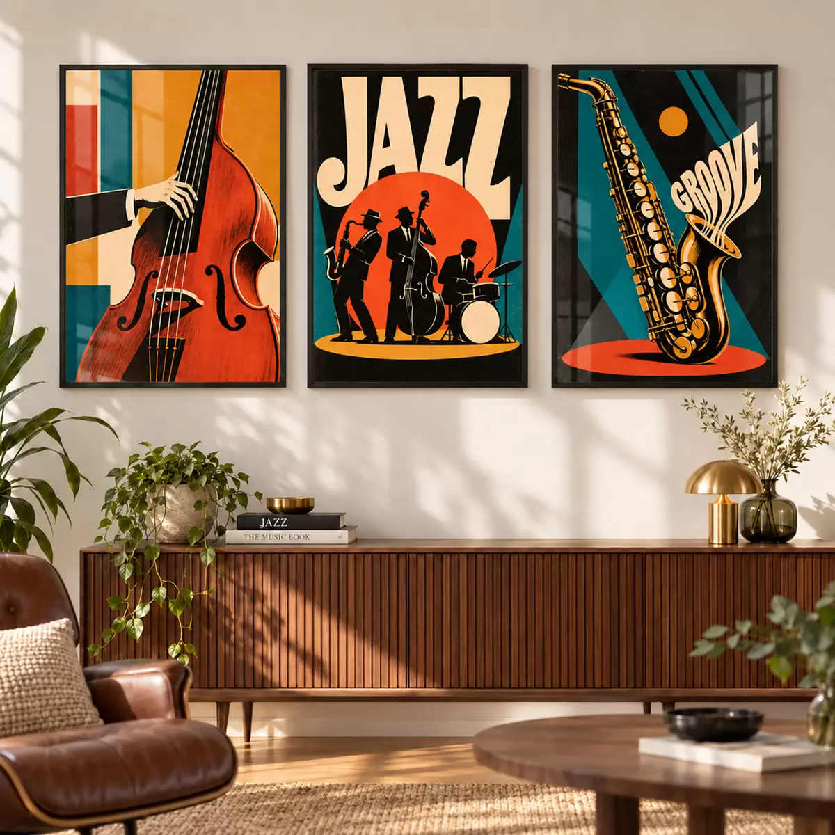 Plakát a sziklán Élénk színekben pompázó jazz-zenészek d31114