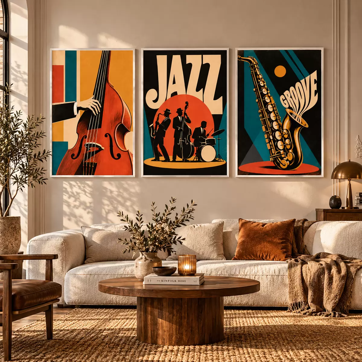Plakát a sziklán Élénk színekben pompázó jazz-zenészek d31114
