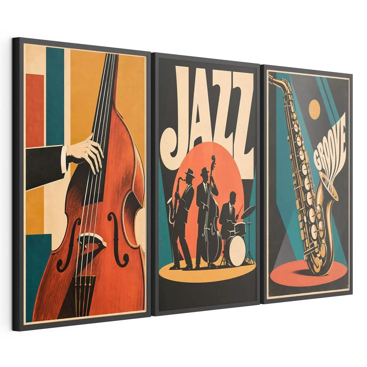 Plakát a sziklán Élénk színekben pompázó jazz-zenészek d31114