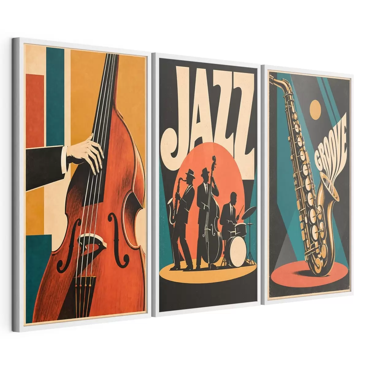 Plakát a sziklán Élénk színekben pompázó jazz-zenészek d31114