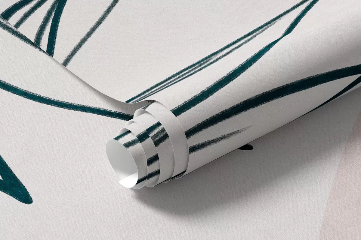 fotószőnyeg Trópusi levelek és lombozat minimalista vonalrajzai, pasztell színű kör alakú formák w10111