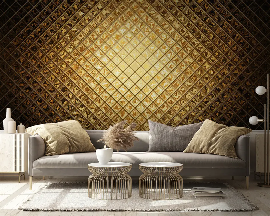 fotószőnyeg Barna, borostyánszínű, téglalapokból álló minta u23326