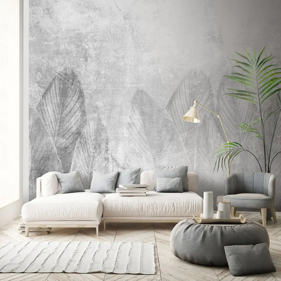 fotószőnyeg Modern dekoráció pálma levelek beton alapon u73876