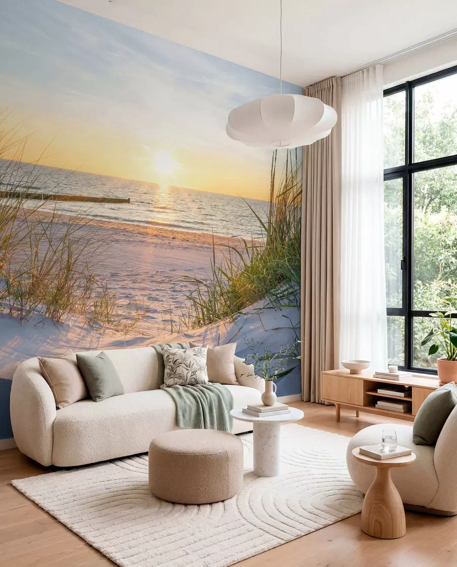 fotószőnyeg Fotó/Panoramic Dunes strand naplementével u93577
