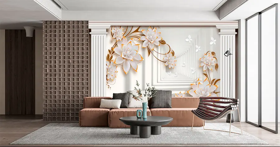 fotószőnyeg Virágok és oszlopok u93693