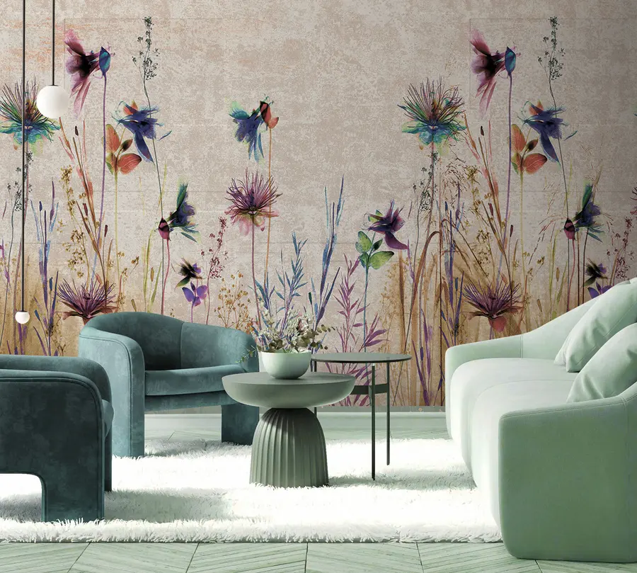 fotószőnyeg Szokatlan magas virágok bézs alapon u93672