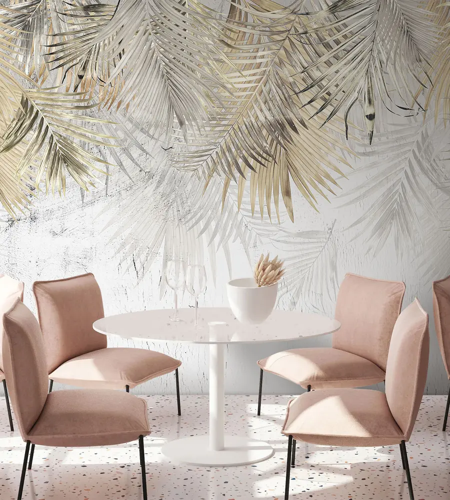 fotószőnyeg Könnyű trópusi levelek a grunge stílusában u93843