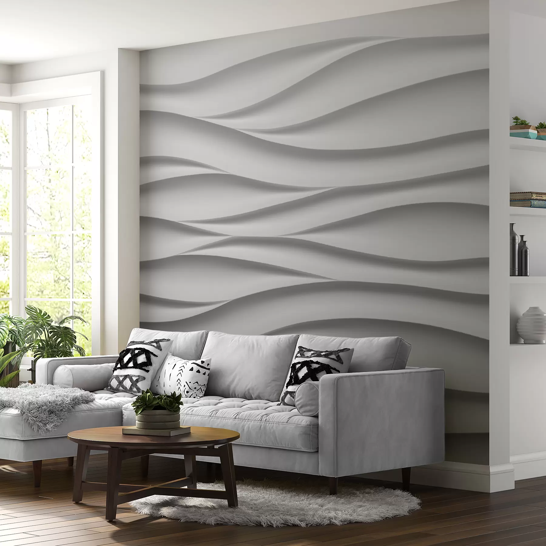 fotószőnyeg Autóipari design, fa és szürke u79539