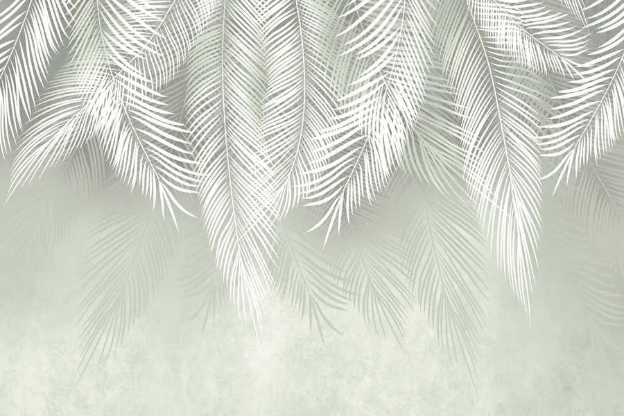 fotószőnyeg Fehér pálma ágak zöld alapon u74489