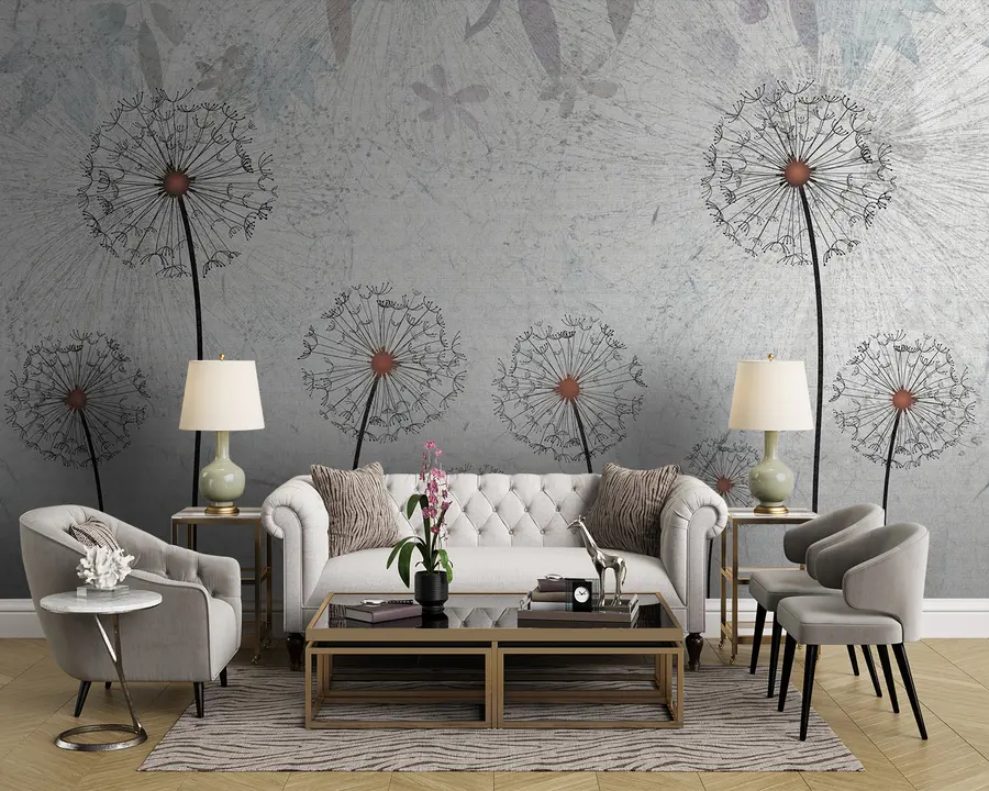 fotószőnyeg Pitypang világosszürke alapon u93968